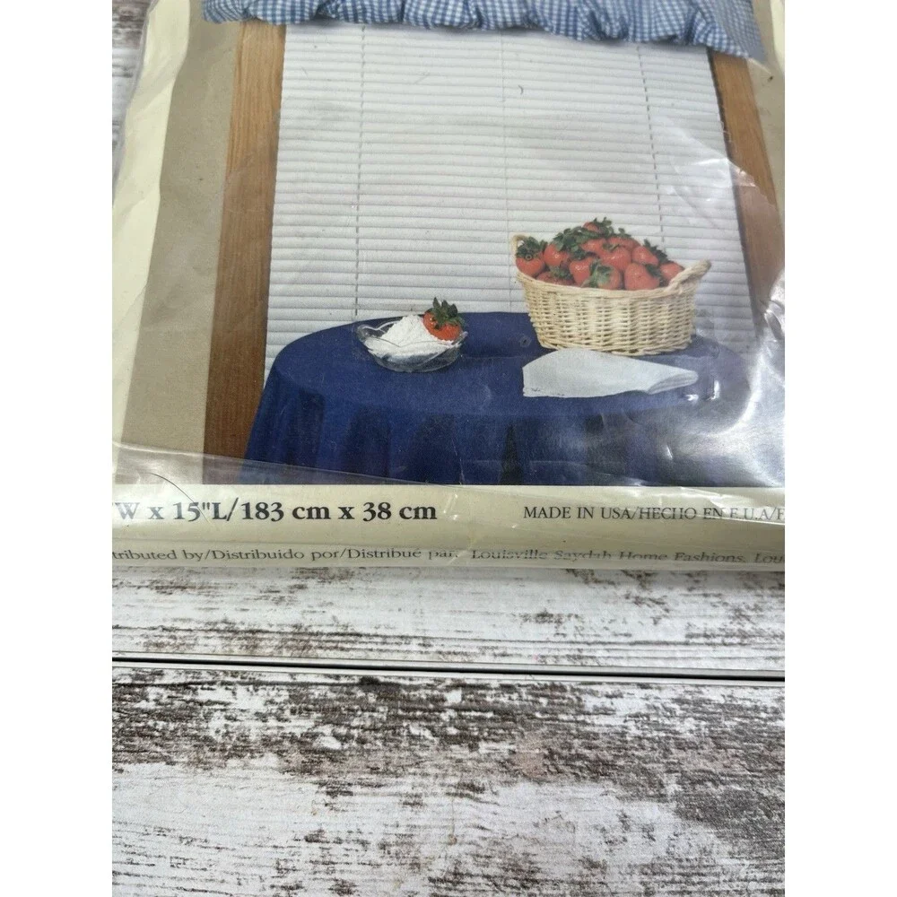 Vintage Navy Gingham Balloon Valance Blue Valances NOS Cottage core Grannycore